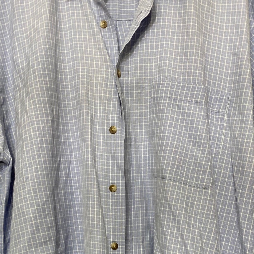 Pendleton Mens XL Blue White Grid Check 100% Cotton Long Sleeve Button Down Shir - Picture 2 of 5
